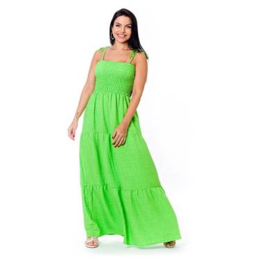 Imagem de Vestido Longo de Alcinha Com Lastéx - Restrito Jeans, 46, Verde cana