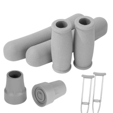 Imagem de ZIYIZE Acolchoamento Para Muletas E Acessórios Para Muletas, Acolchoamento Confortável Para Axilas E Manoplas Com Pontas De Reposição, Serve Para Muletas De Alumínio Padrão, 6 Peças