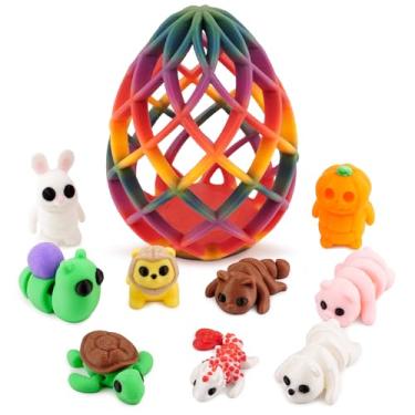 Imagem de Outgoto 3D Printed Easter Magic Egg – Hollow 3D Printed Egg with 9 Cute Mini Animal Figures – Unique 3D Printed Easter Gift and Decor – Fun Miniature 3D Printed Animals Inside (Aurora Egg, 9)