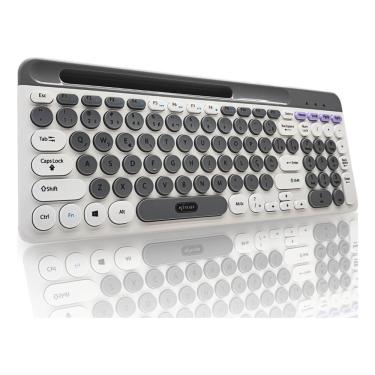 Imagem de Teclado Multimídia Branco Pc Computador Fio Abnt2 Silencioso