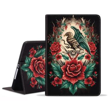 Imagem de BXIKEOPIU Capa para Samsung Galaxy Tab A9 Plus de 11 polegadas 2023 (modelo: SM-X210/X216/X218), capa fólio fina de couro PU com hibernação automática, totem asteca maia da bandeira mexicana