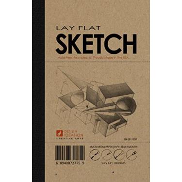 Imagem de Design Ideation LAY FLAT Premium Paper Sketchbook. Almofada removível para lápis, tinta, marcador, carvão e tintas de aquarela. Ótimo para arte, design e educação., Natural, 100 Pages (5.4" x 8.4")