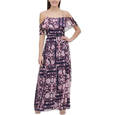 Imagem de Tommy Hilfiger Maxi feminino Tommy Hilfiger com ombro vazado, Sky Captain Multi, 42
