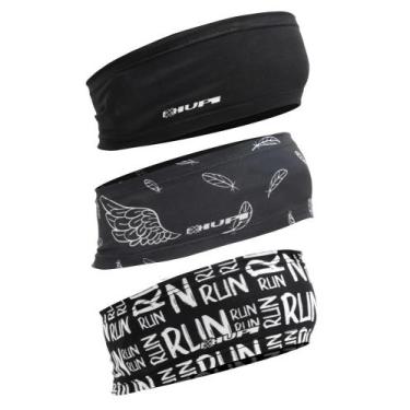 Imagem de Kit com 3 Testeira Headband Faixa de Cabeça Hupi Run, Preto