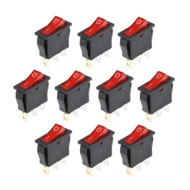 Imagem de Kit 10 x Chave Gangorra on/off KCD3-102N 3T 15A/20A Vermelha - ATMX