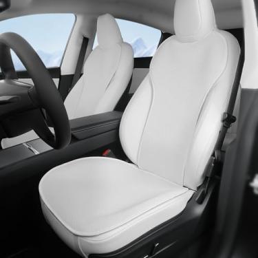 Imagem de TOPABYTE Conjunto completo de capa de assento de carro para Tesla Model Y Juniper 2025 capa de almofada de assento interior protetor de assento para acessórios da série de lançamento modelo Y, branco