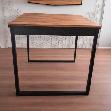 Imagem de Mesa de Jantar Quadrada 80x80cm Industrial Base Metalon Reforçada 30x3