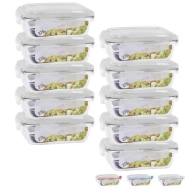 Imagem de Conjunto 10 Potes com 370ml Vidro Hermético Marmita Fitness - PRATICAS