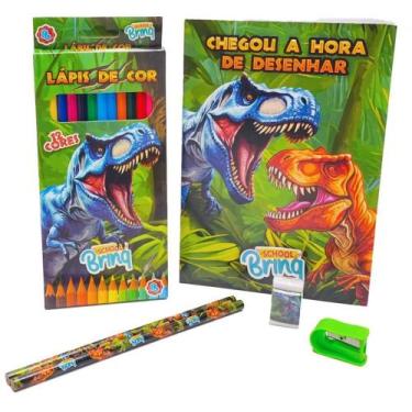 Imagem de Kit Escolar DINO/GAMER para Colorir Sortido Completo - Polibrinq