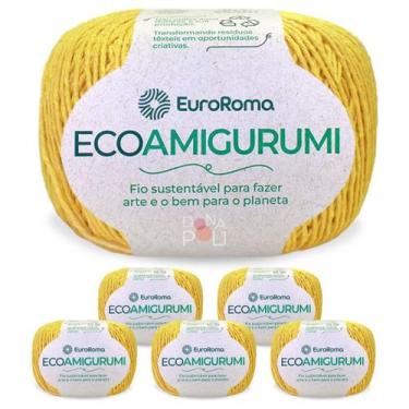 Imagem de Kit 6 Ecoamigurumi Euroroma Linha Amigurumi Cores Fio Macio, 0450 - Ou