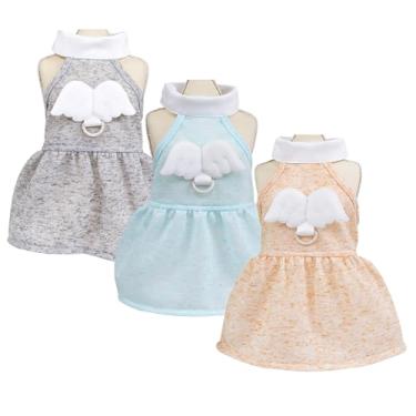 Imagem de 3 peças de vestidos para cachorrinhos de luxo princesa anjo asas puras roupas de casamento vestido de noite saia de verão vestido para cachorro pequeno menina M