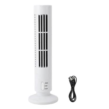 Imagem de Fã da Torre Sem Lâmina, Ventilador USB Portátil Com Grade Tridimensional, Alimentação de USB, Ventilador de Resfriamento do Escritório Em Casa (Branco)