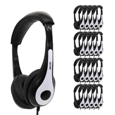 Imagem de Avid Produtos Fones de ouvido pessoais para sala de aula branco AE-35 com plugue de 3,5 mm, sem microfone (pacote com 25)