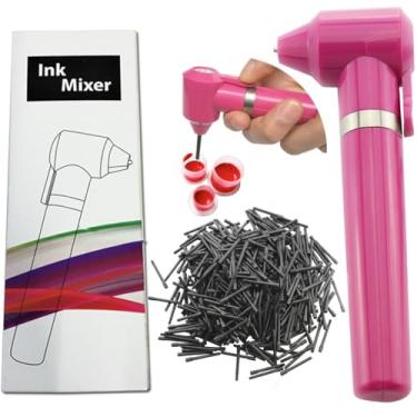 Imagem de Máquina misturadora de tinta de tatuagem, pigmento, maquiagem elétrica, sobrancelha, fonte de cor, ferramenta agitadora, 100 bastões de mistura, conjunto - rosa
