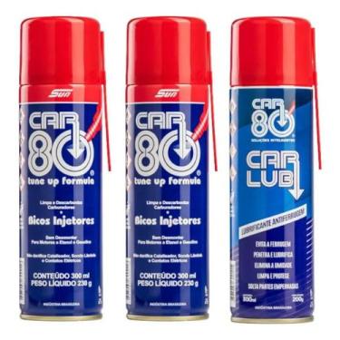 Imagem de Kit 2 Descarbonizante E 1 Car Lub Desengripante Car 80 - Car80