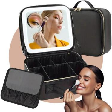 Imagem de Bolsa De Cosméticos Luxo Portátil Para Viagem Com Luz E Espelho Envio 