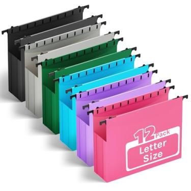 Imagem de Ansook Pastas de arquivo suspensas de plástico, tamanho carta, capacidade extra, bolso sanfonado expansível de 5 cm, resistente para arquivos, pastas penduradas rígidas e duráveis, tamanho carta