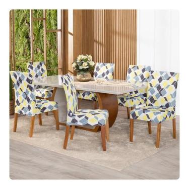 Imagem de Kit Capa De Cadeira Estampadas Mesa Jantar 6 Lugares Malha Gel - Shop 