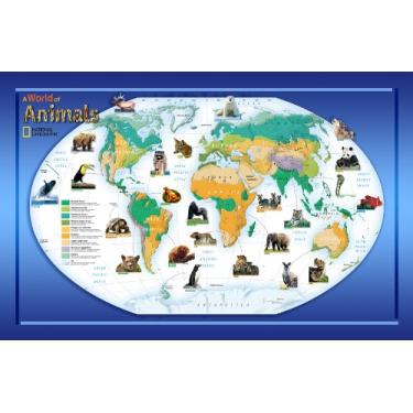 Imagem de Brewster Mural de parede pré-colado NAT Geo Kids NG94614, um mundo de animais, 182 cm de largura x 122 cm de altura