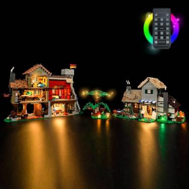 Imagem de LocoLee LED Light Kit Compatible with Lego Medieval Town Square 10332 (No Models Only Light) Creative Lighting Set Accessories Compatible with Lego Town Square 10332 Set (Remote Control Light Kit)