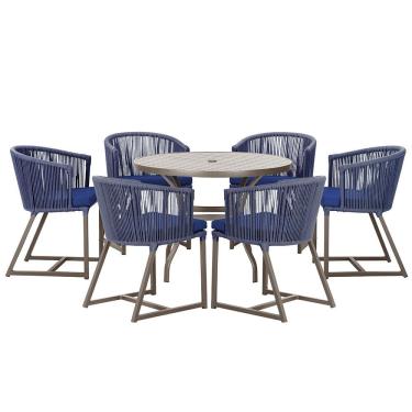 Imagem de Mesa com 6 Cadeiras de Jantar Roma 120cm e Noronha em Alumínio