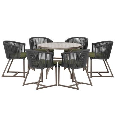 Imagem de Mesa com 6 Cadeiras de Jantar Roma 120cm e Noronha em Alumínio