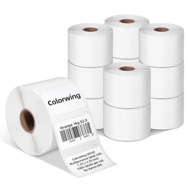 Imagem de Colorwing Substitua para etiquetas DYMO 30334 LW 3,18 cm x 5,7 cm Multiuso/FBA/FNSKU Etiqueta de códigos de barras para Labelwriter 450 Turbo, 4GG [12 rolos/12000 etiquetas]