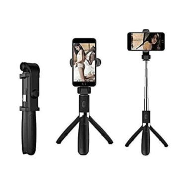 Imagem de Bastão Pau de Selfie Tripe Para Celular E Câmera 3 em 1 Retratil Com Controle e Bluetooth