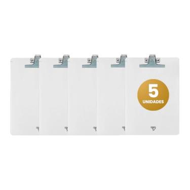 Imagem de Prancheta Acrílico Ofício Cristal Garra Metal - Kit C/ 5 Un