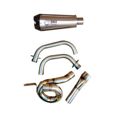 Imagem de Sistema de Escapamento Completo para Yamaha FZ-07/MT-07 Performance DES Racing Modelo Caracol (Ponteira Wave GP (corpo de 25 cm e com db-killer removível), Coletor natural)