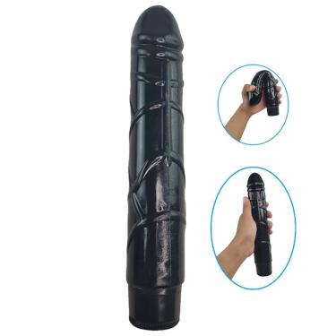 Imagem de Penis Dildo Vibrador Preto 23cm Multi Velocidade Silencioso