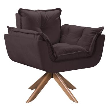 Imagem de Poltrona Opala Giratória Madeira Suede Marrom