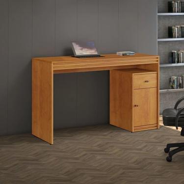 Imagem de Mesa Escrivaninha Retangular Madrid Outros 1 Gaveta com Corrediça Telescópica 120cm Amadeirado Natural