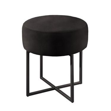 Imagem de Puff Banqueta Otávio Luxo Base Preta Castellar Móbile Corino Preto