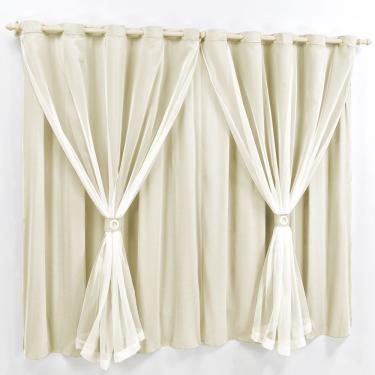 Imagem de Cortina 3 Mts Sala Quarto Malha Com Voal Trilho Suisso Baratissima Palha