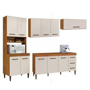 Imagem de Conjunto Paneleiro 4 Portas Balcão 3 Portas Aéreo 3 Portas E 1 Aéreo Basculante Nature/off White