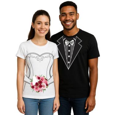 Imagem de Camisetas Casal Noivos Kit Masculina e Feminina Chá Bar