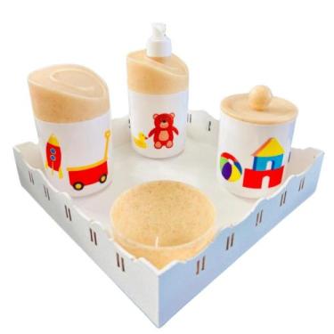 Imagem de Kit Higiene Baby Brinquedos Menino e Menina c/bandeja em MDF - Dóia Ki
