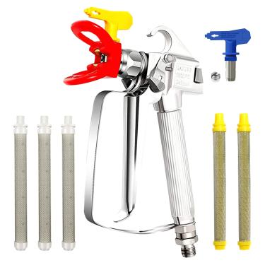 Imagem de LAIBOREC Kit De Pistola Pintura Sem Ar Com 9 Peças, 2 Pontas 517 E Proteção Bico, 5 Filtros Pulverização Para Todas As Máquinas Pulverização, Junta Giratória Alta Pressão 3600 Psi