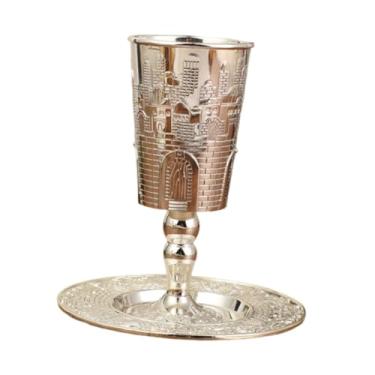 Imagem de Ioensy Taça de vinho Kiddush com pires, decoração de xícara de chá, xícara de chá, caneca de café para rituais judaicos, Shabat, Páscoa, casamento, feriado