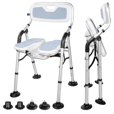 Imagem de ZeptX Cadeira De Banho Dobrável Zeptx, Assento Privativo Em Formato U, Altura Ajustável, Cadeiras Dobráveis Portáteis Antiderrapantes Sem Ferramentas Para Idosos E Deficientes, Adultos, Grávidas Def
