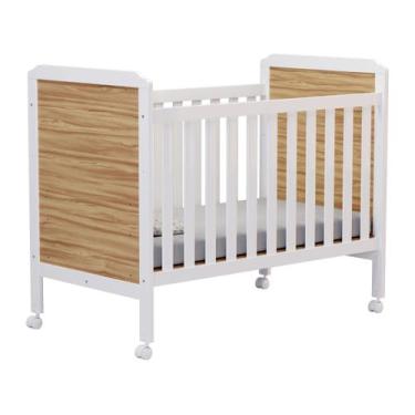 Imagem de Berço Mini Cama Branco e Amêndoa Moveis Peroba Anjinho, Branco e Amênd