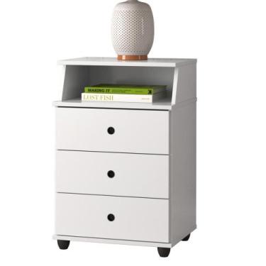 Imagem de Mesa De Cabeceira Mudo Luxo New I 3 Gavetas Branco - Beauty Móveis