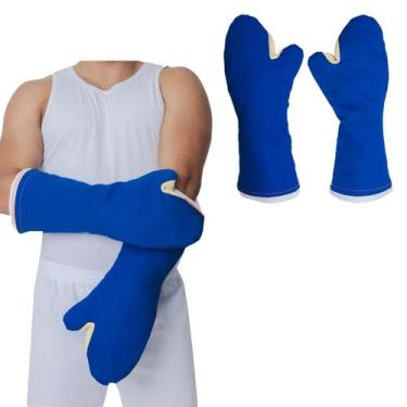 Imagem de Luva Térmica Padeiro Mão de Gato 35 CM Azul Alta Temperatura - Maicol