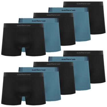 Imagem de Kit 10 Cueca Infantil Selene Microfibra Confortável Menino, Preto e az