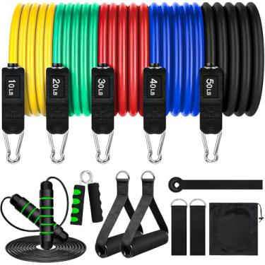Imagem de Zenkon Kit Elastico para Exercicio Musculação, Elastico para Treino, Kit Elástico Extensor 11 Peças – Exercício Funcional e Treino, Elástico Academia para Treino em Qualquer Hora