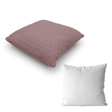 Imagem de Almofada Decorativa em Tricô de Algodão, 45x45cm, com Enchimento (Rosa Místico)