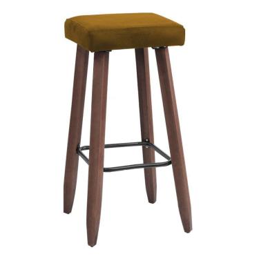 Imagem de Banqueta Decorativa Alta Kiara Estofada Com Pés Em Madeira