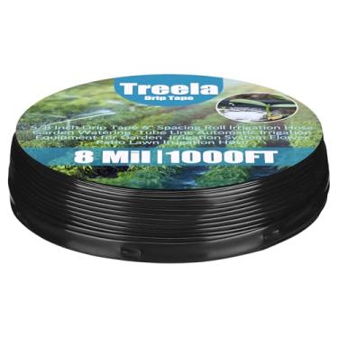 Imagem de Treela Fita de gotejamento de 1,5 cm (5/8 polegadas), espaçamento de 1,5 m, mangueira de irrigação, rolo de 30,5 cm, linha de tubo de irrigação de jardim, sistema de irrigação de flores, pátio, gramado, mangueira de irrigação (espessura: 8 mil)