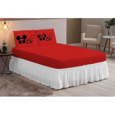 Imagem de Jogo de lençol casal queen com elastico 3 peças estampado - vitheotex 